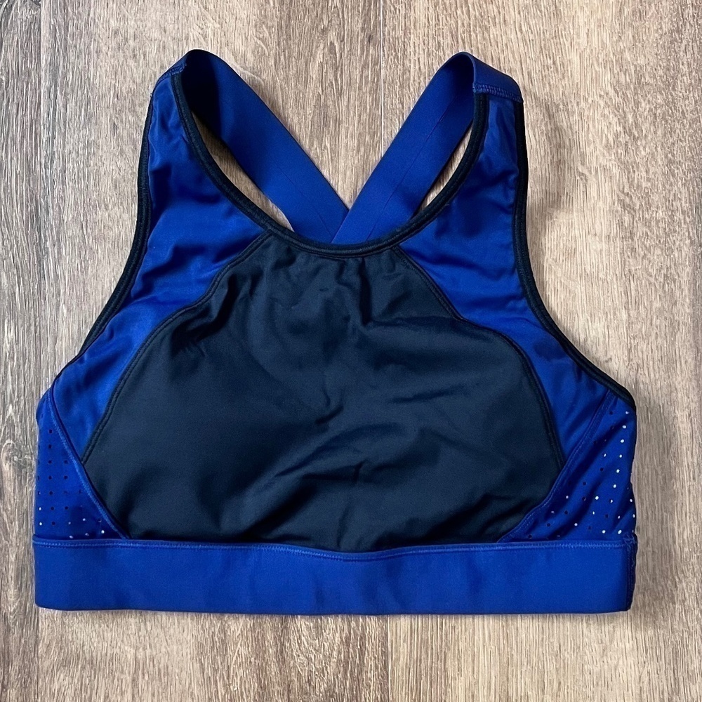 Athleta Rise Up Supersonic Sports Bra Blue and Black Sz S